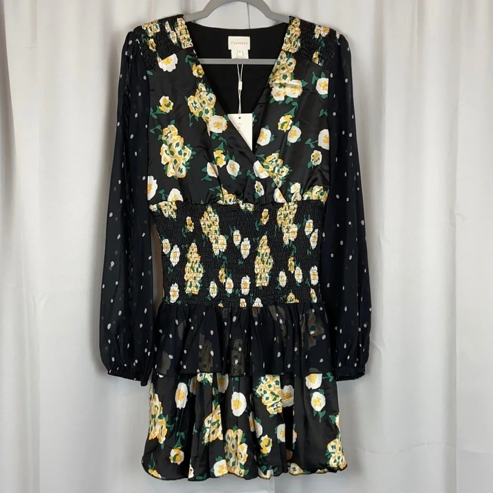 Foxiedox Anemone Smocked Floral Polka Dot‎ Dress NWT